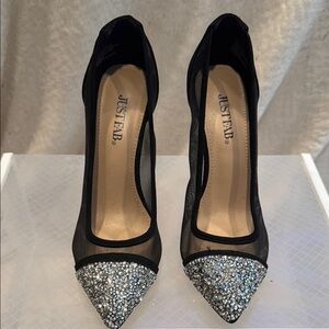 JustFab Black and Silver Elegant Heels